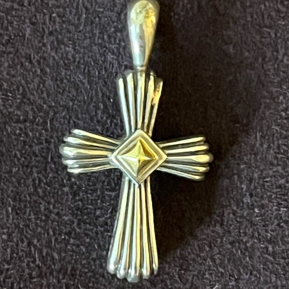 RARE LAGOS Sterling Silver 18k yellow gold Cross Pendant - Picture 1 of 13